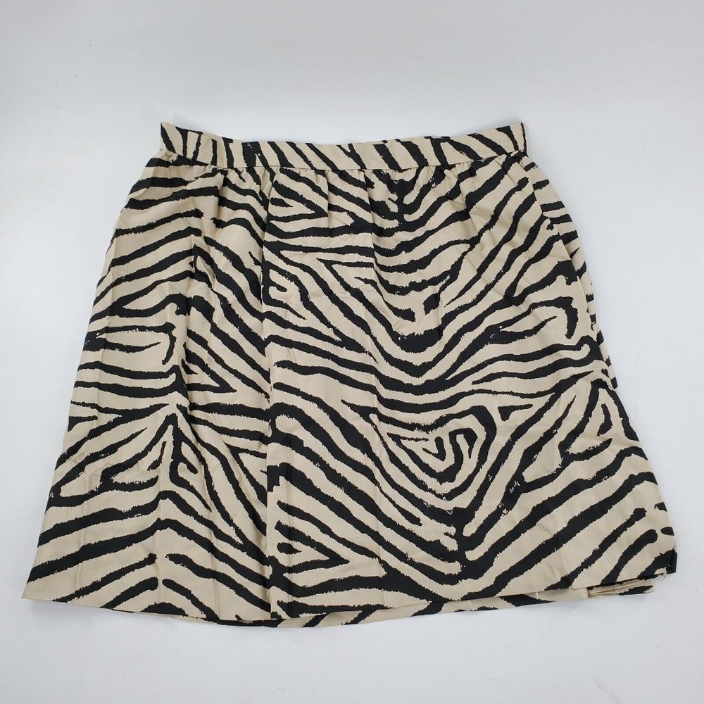 Michael Michael Kors Black & Beige 100% Silk‎ Skirt Womens Size 14